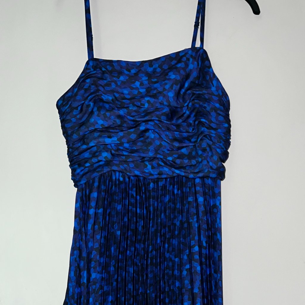 Nwt Willa Story Silk Multi Blue Midi Dress S
